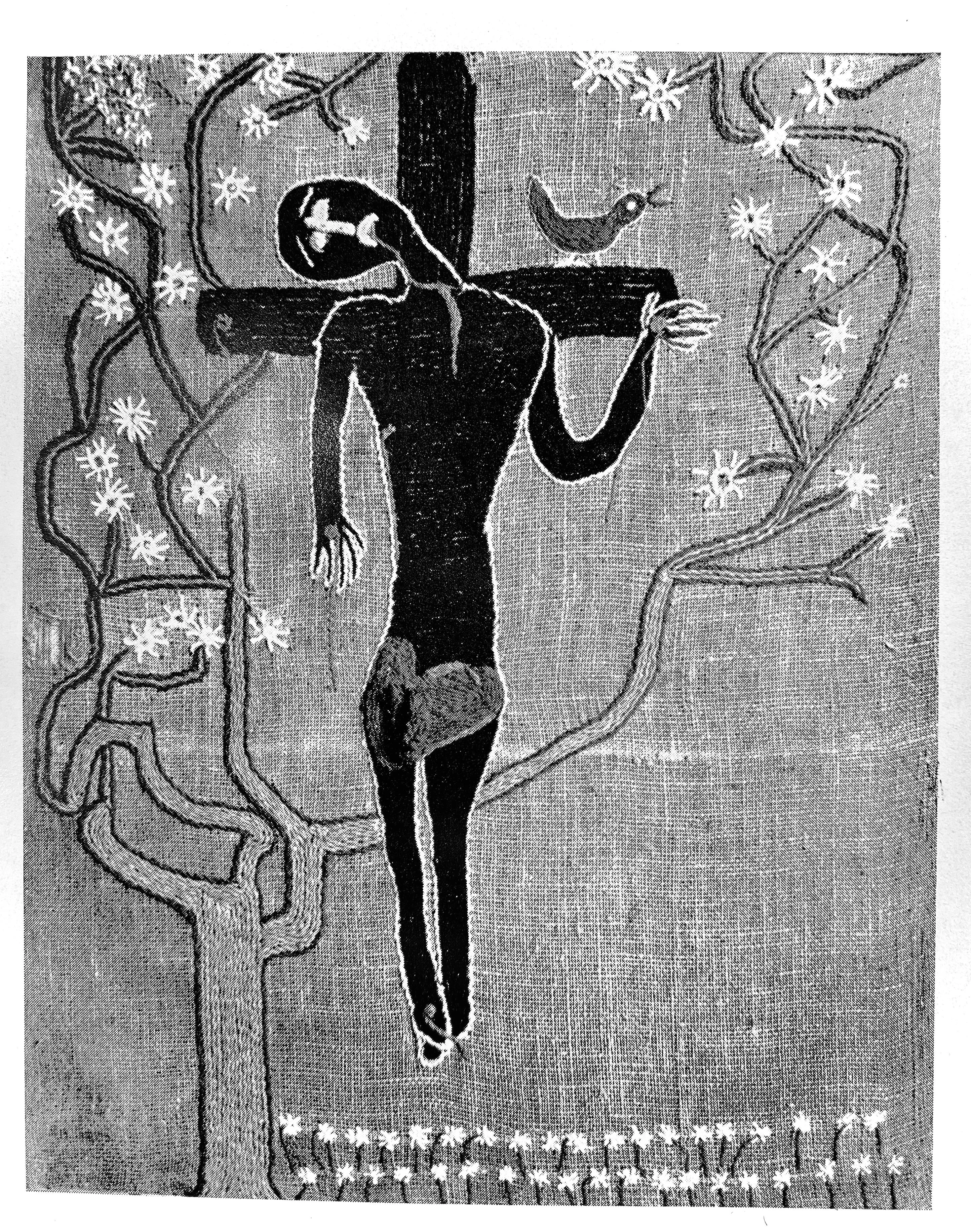 Versión 2 del Cristo de Quinchamalí bordado por Violeta Parra